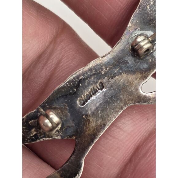 Vintage Stamped Sterling Silver & Turquoise Roadrunner Pin Brooch Southwestern - Picture 7 of 12
